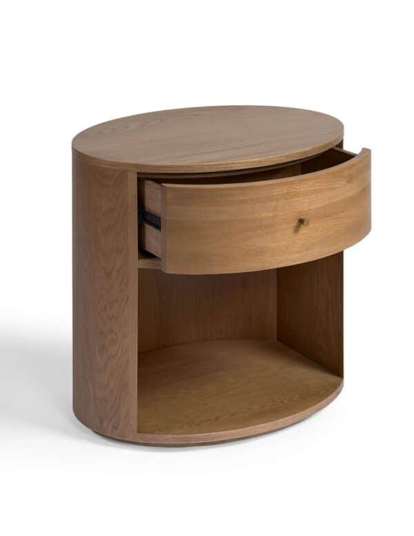 Bedside Table Oak Rounded - Image 3