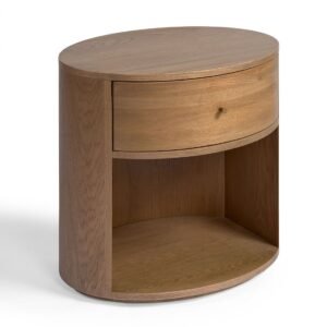 Bedside Table Oak Rounded