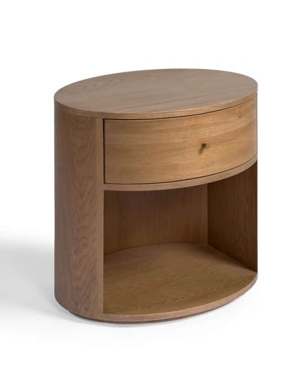 Bedside Table Oak Rounded