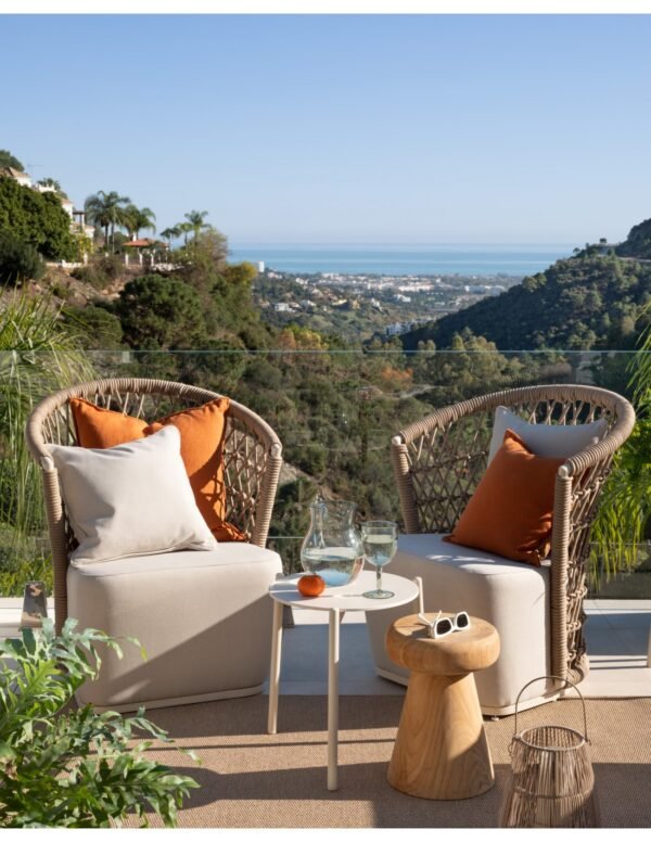 Exterior armchair with rope, aluminium structure & net backrest - Imagen 6