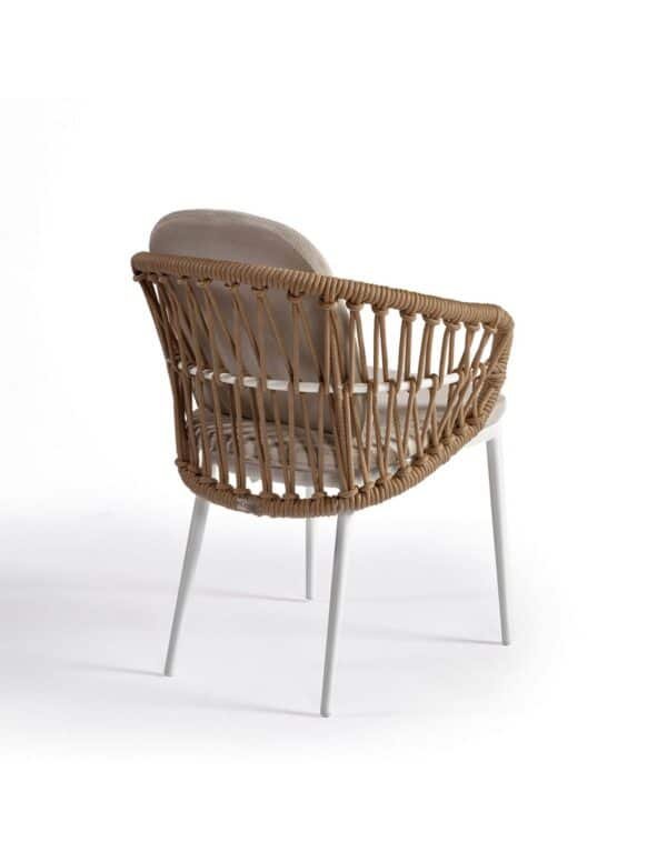 Outdoor dining chair with white aluminum and rope - Image 2