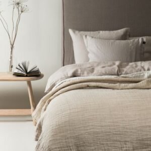 Hannelin Linen Bedspread, Natural/White (160×260)