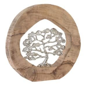 Carved Tree Sculpture in Mango & Aluminium