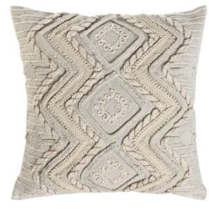 Hand-Embroidered White Cotton Cushion